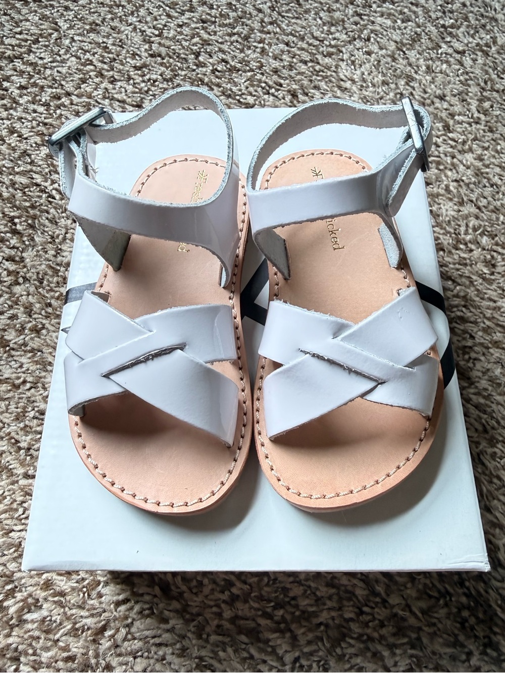 Freshly Picked White Leather Crisscross Kids Sandals